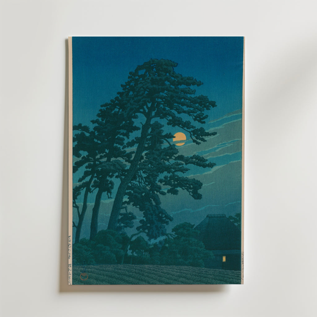 Hasui Kawase Moon at Magome 1930 Poster – utan passepartout