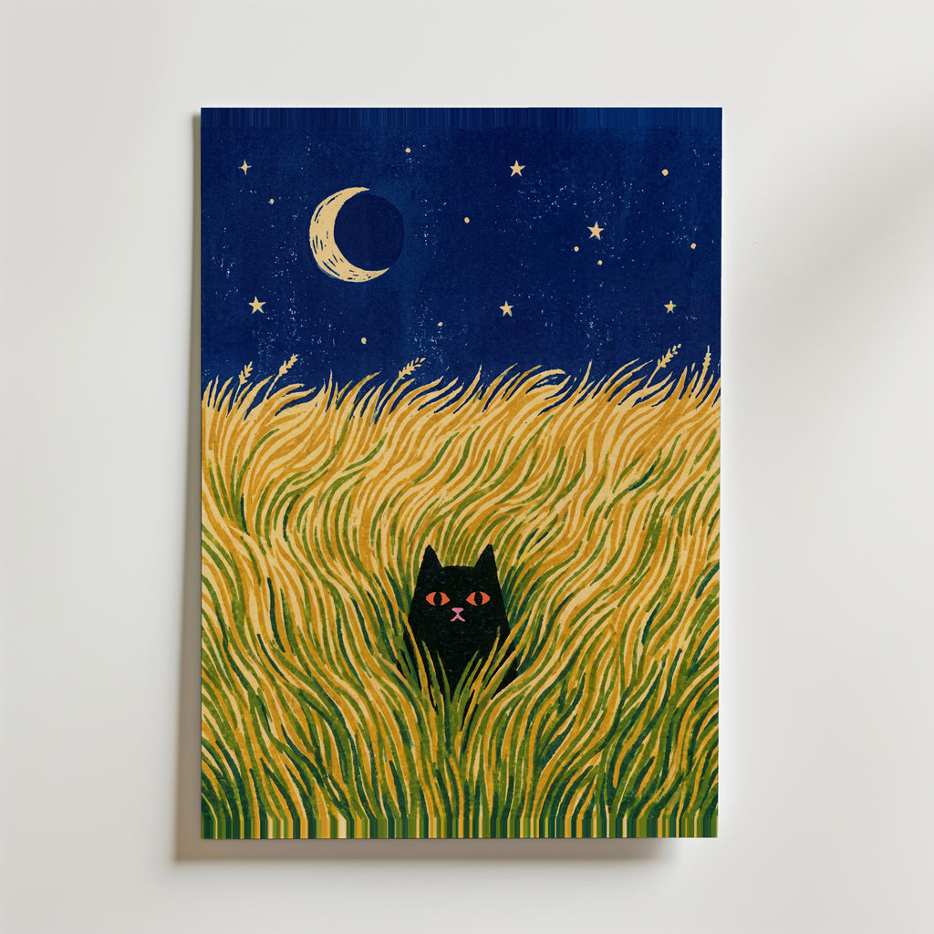 Hidden Cat Moonfield Poster – canvas utan passepartout