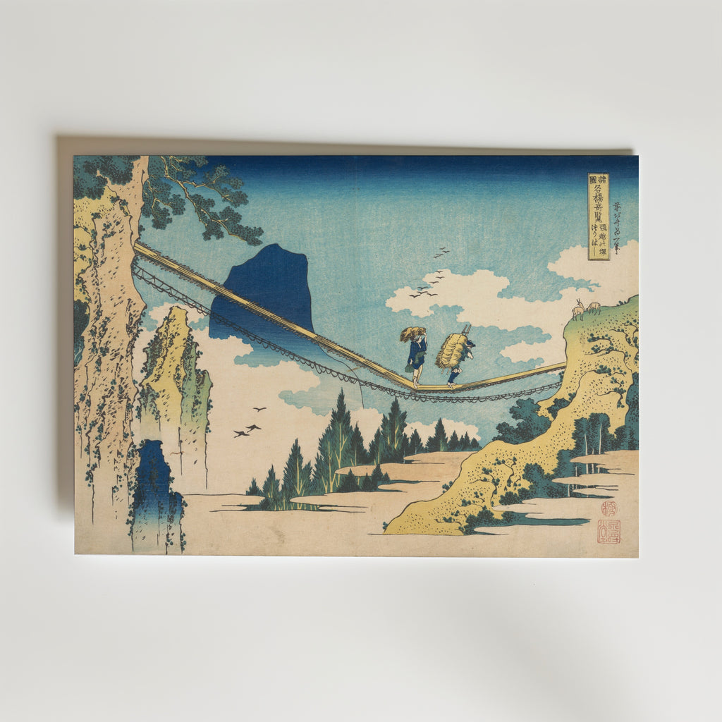 Katsushika Hokusai The Suspension Bridge between Hida and Etchu 1834 Poster – utan passepartout
