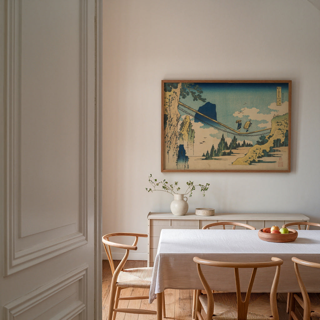 Katsushika Hokusai The Suspension Bridge between Hida and Etchu 1834 Poster – i rum 1