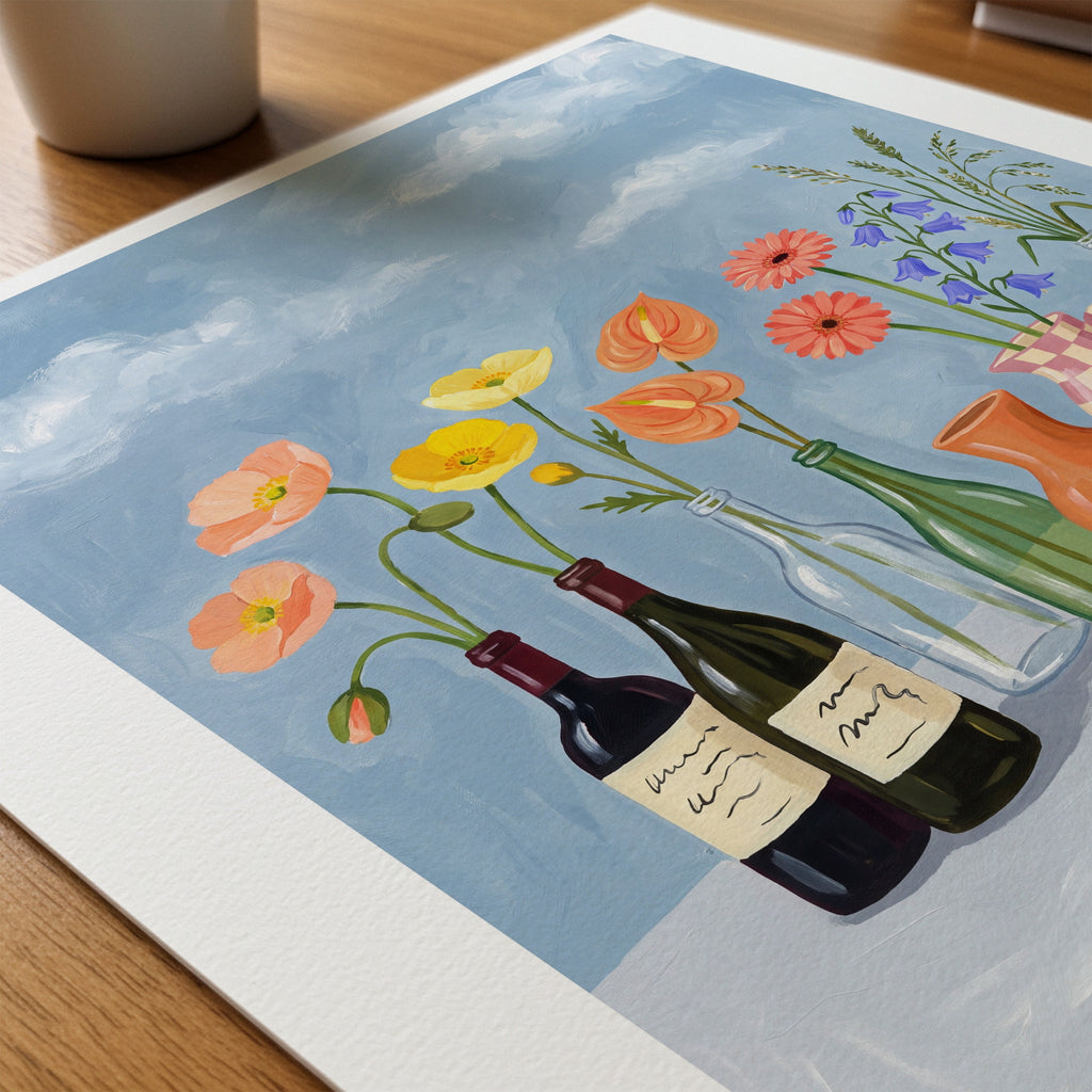 Bottled Garden Sky Poster – närbild på papper