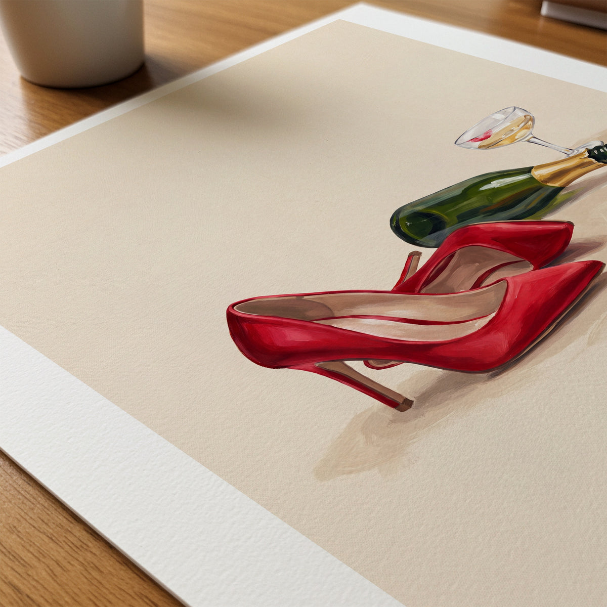 Lipstick and Linen Poster – närbild på papper