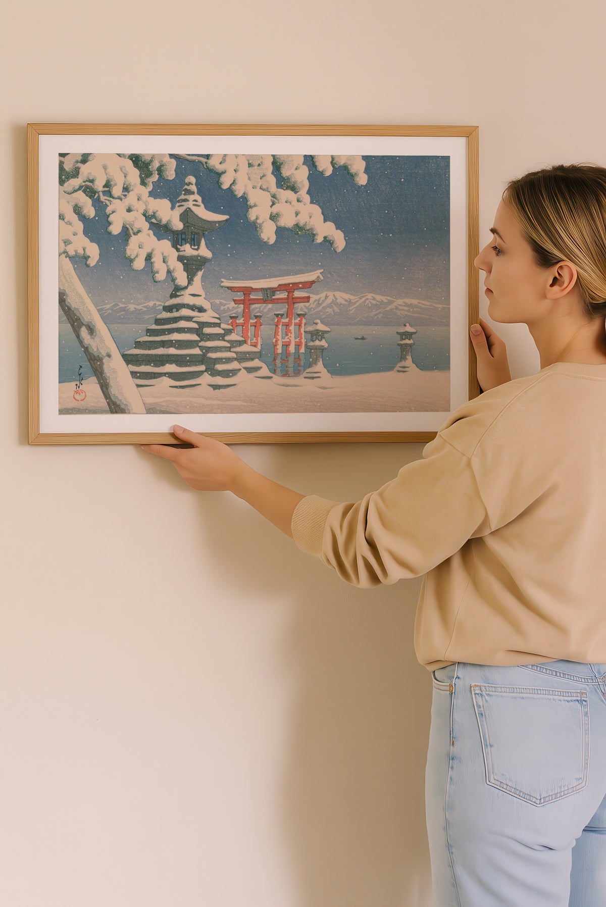 Hasui Kawase Snow at Itsukushima 1932 Poster – i rum 3
