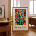 Mockup av Fleurs Sauvages Matisse affisch på vägg – köp enkelt hos Bozetto i hög kvalitet