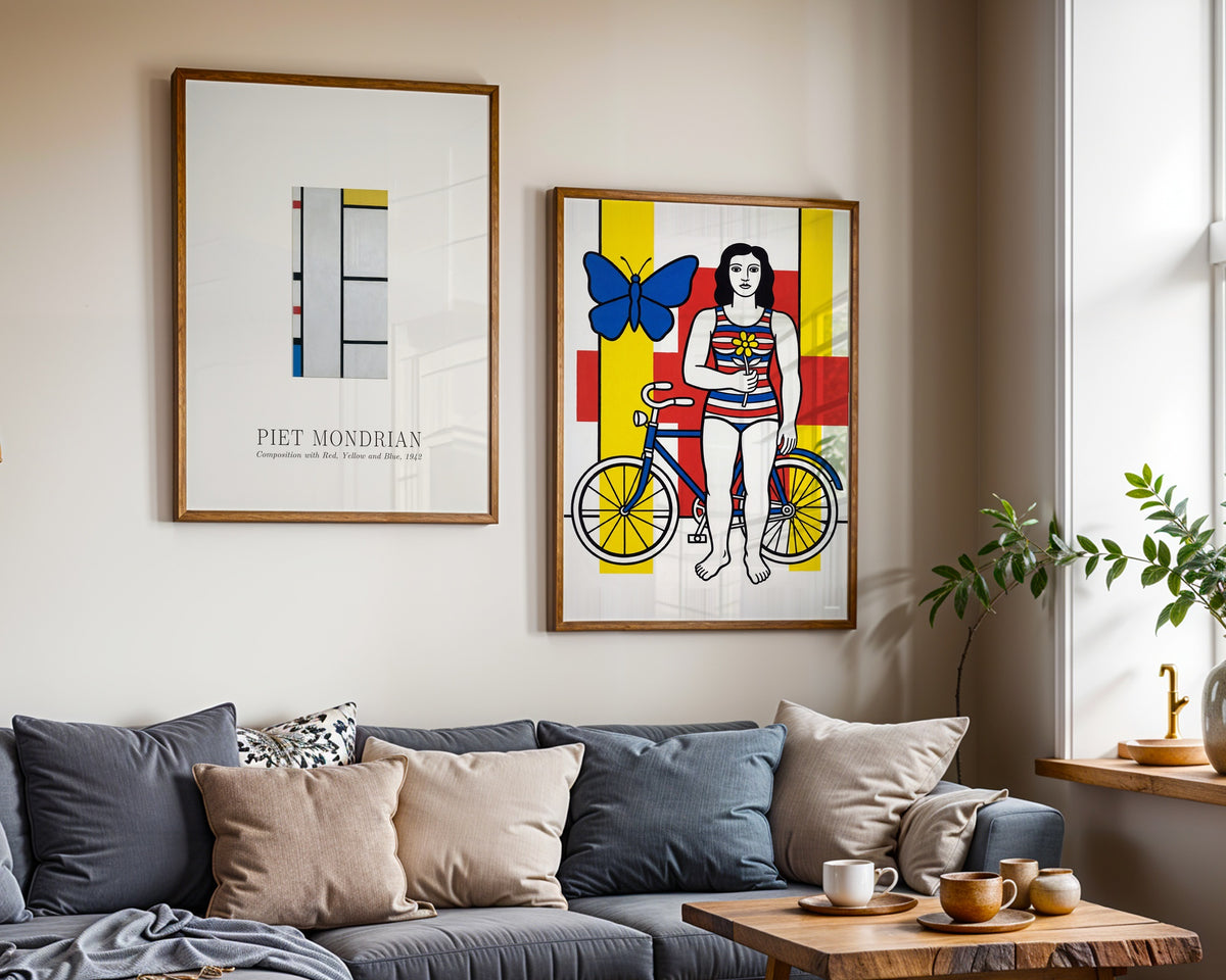 Piet Mondrian Composition with Red Yellow and Blue 1942 Poster – två posters i rum 1