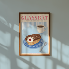 Väggmockup av Glassbåt affisch på ljus tegelvägg – Bozetto konsttryck i hög tryckkvalitet