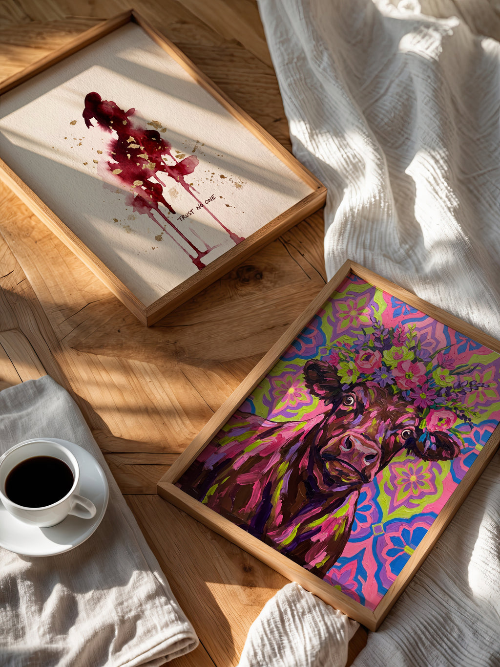 Flower Bull Poster – två posters i rum 1