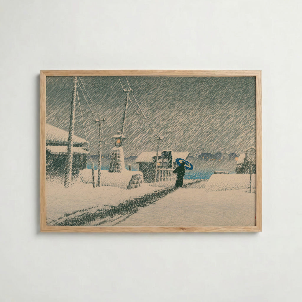 Hasui Kawase Snow at Tsukishima 1930 Poster – ekram