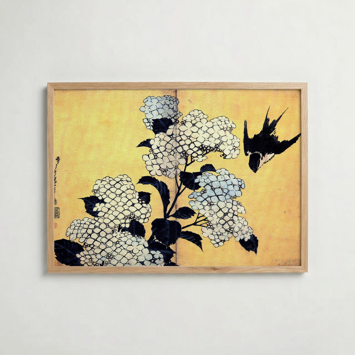 Katsushika Hokusai Hydrangea and Swallow 1834 Poster – ekram