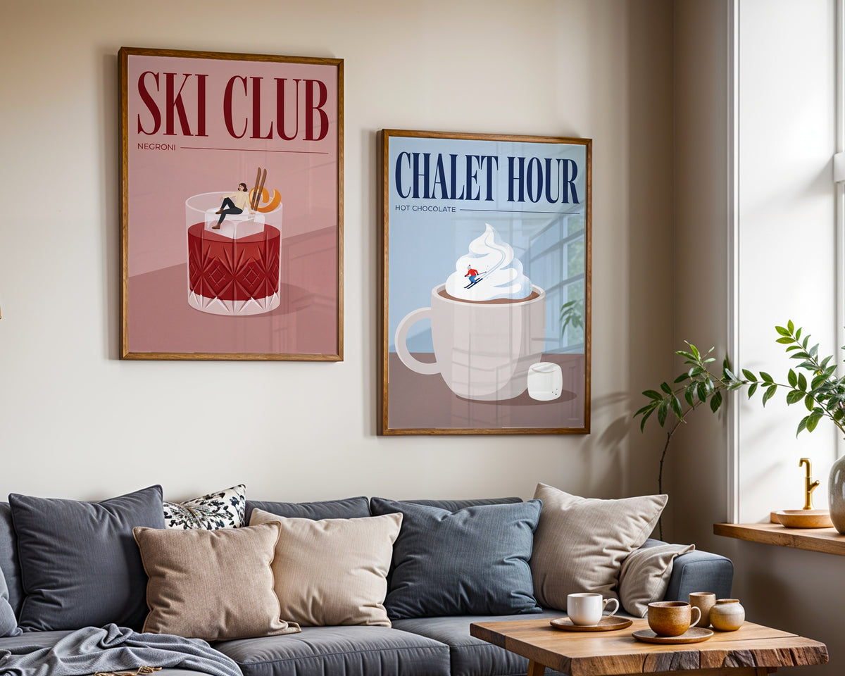Ski Club Negroni Poster – två posters i rum 1