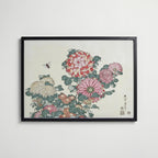 Katsushika Hokusai Chrysanthemums and Bee 1834 Poster – svart ram