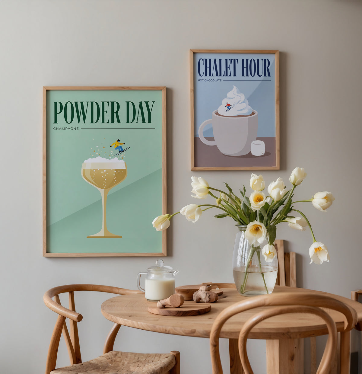 Powder Day Champagne Poster – två posters i rum 2