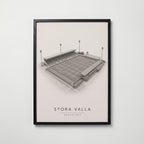 Stora Valla affisch i modern svart ram – stark kontrast och stil, Bozetto poster