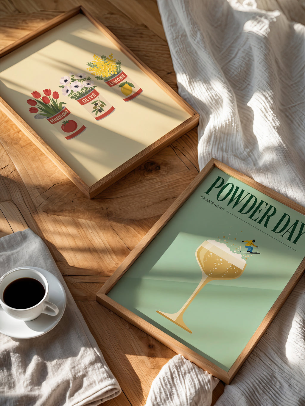Powder Day Champagne Poster – två posters i rum 3