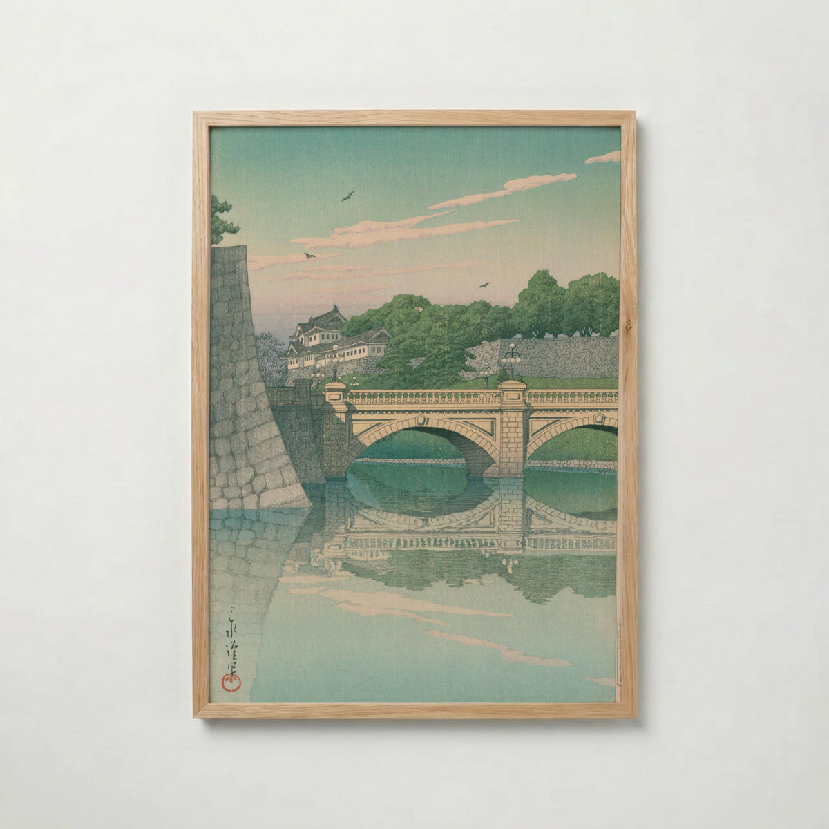 Hasui Kawase Morning at Nijubashi Bridge 1930 Poster – ekram