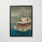 Hasui Kawase Inokashira in Snow 1928 Poster – svart ram