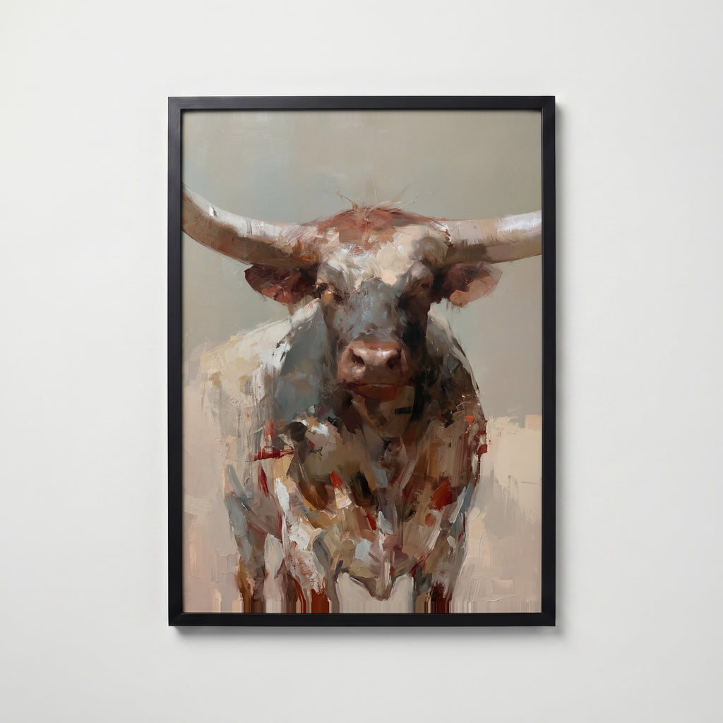 Longhorn Portrait Poster – svart ram
