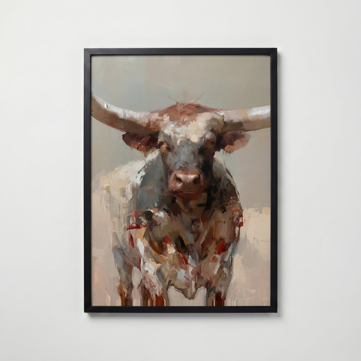 Longhorn Portrait Poster – svart ram