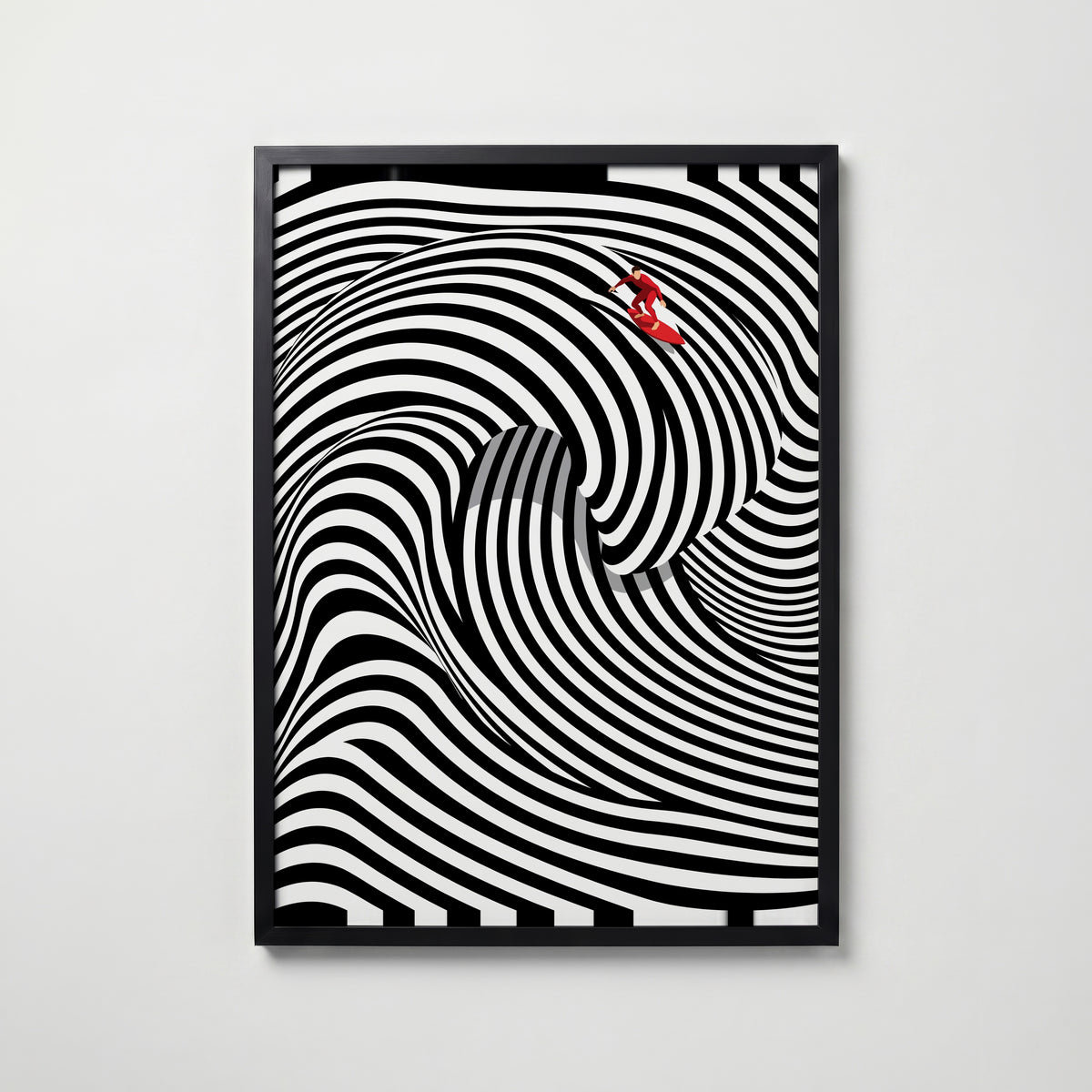 Op Art Surf Poster – svart ram