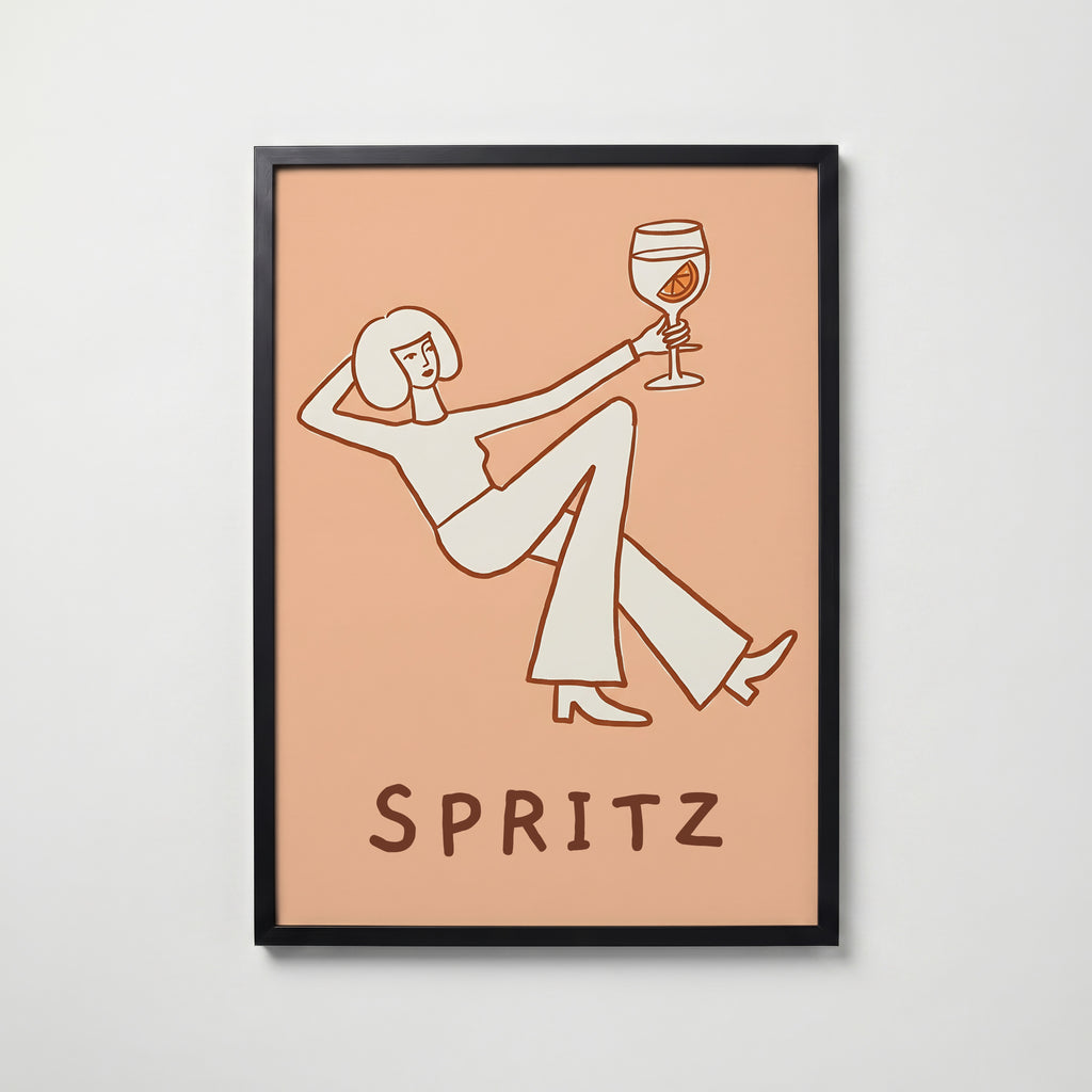 Peach Spritz Lounge Poster – svart ram