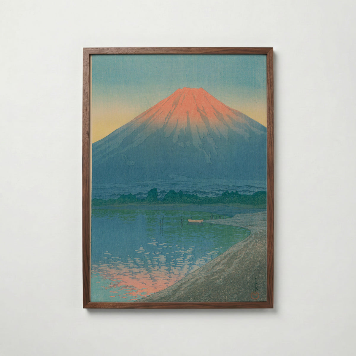 Hasui Kawase Daybreak over Lake Yamanaka 1931 Poster – valnötsram