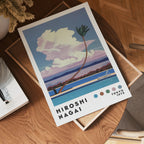 Väggmockup med Hiroshi Nagai Cloudside Palm – köp enkelt hos Bozetto affisch i hög kvalitet