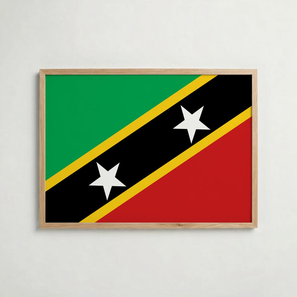 Saint Kitts and Nevis National Flag Poster i ekram – inramad konsttryck för stilren inredning hos Bozetto