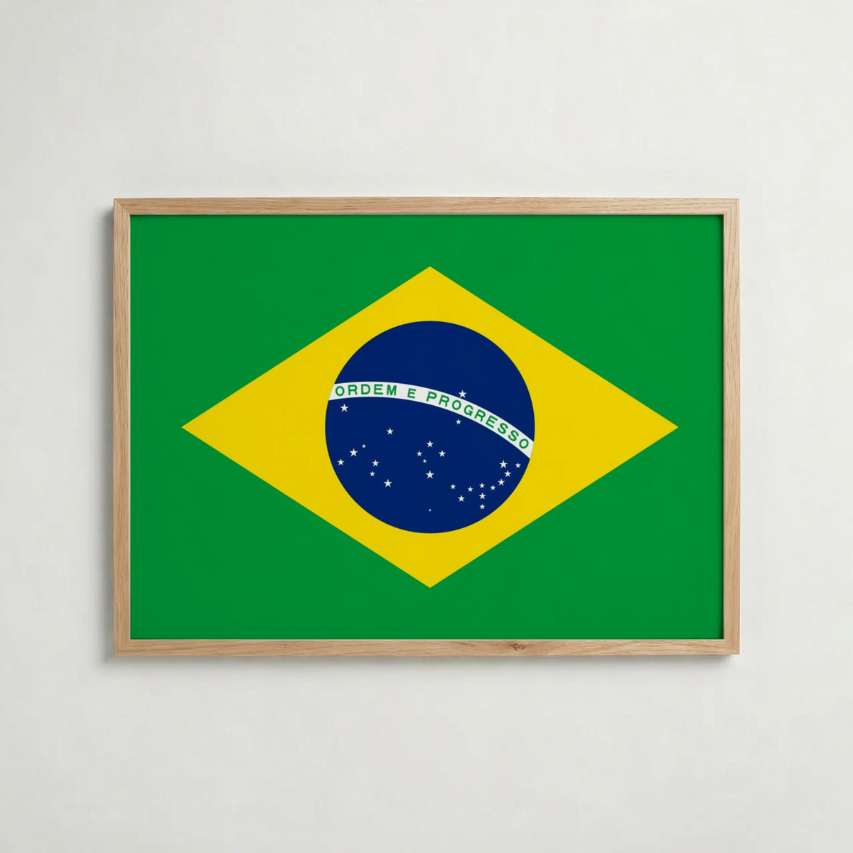 Brazil National Flag Poster i ekram – inramad konsttryck för stilren inredning hos Bozetto
