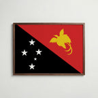 Papua New Guinea National Flag Poster i valnötsram – varm konstaffisch för hemmet från Bozetto