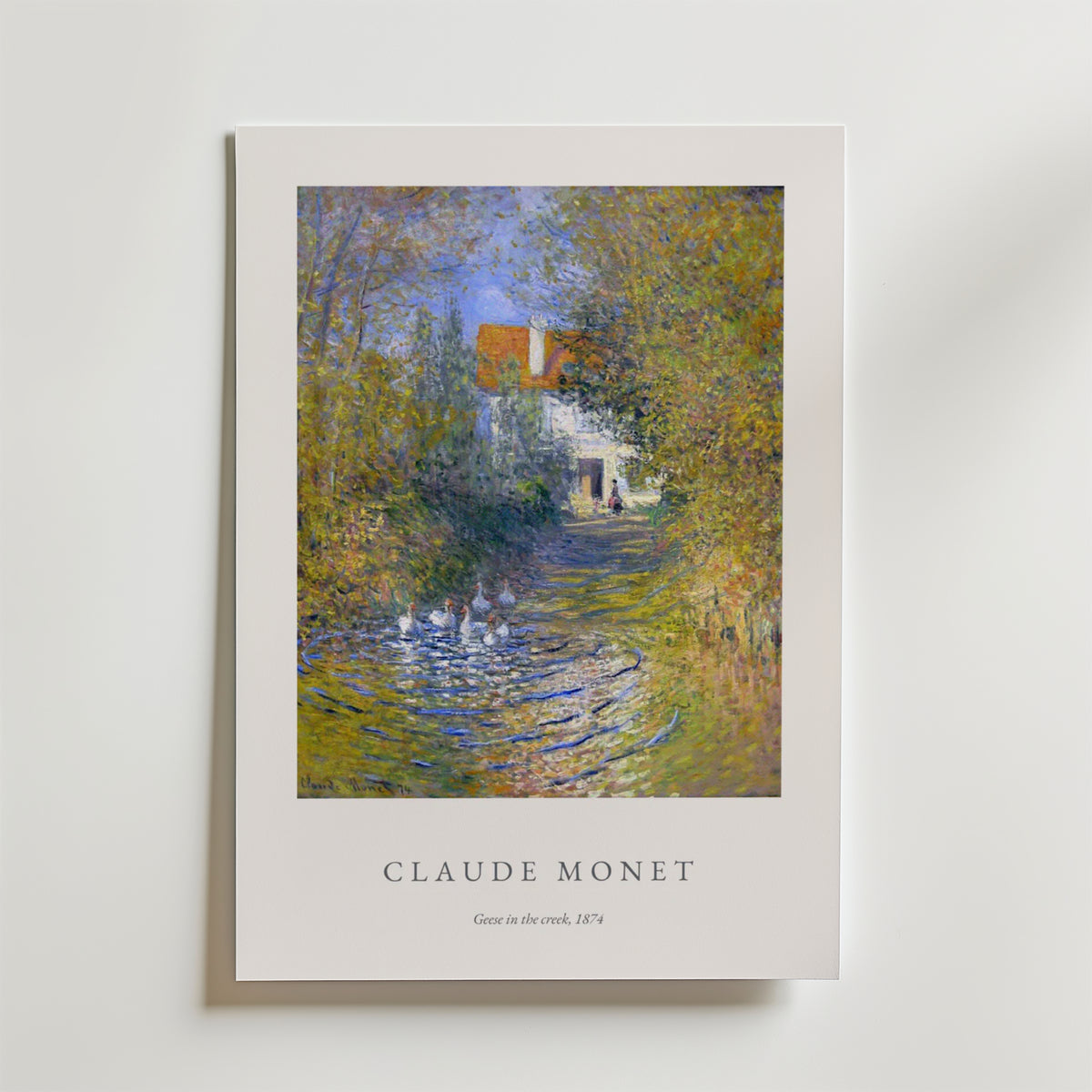 Claude Monet Geese In The Creek affisch på neutral bakgrund – poster från Bozetto