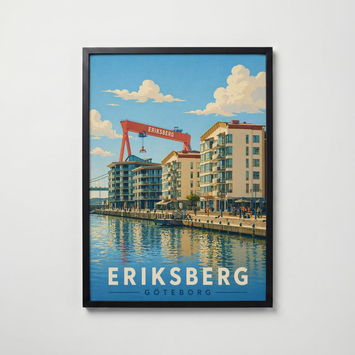 Eriksberg Göteborg i svart ram på vägg – köp enkelt hos Bozetto affisch i hög kvalitet