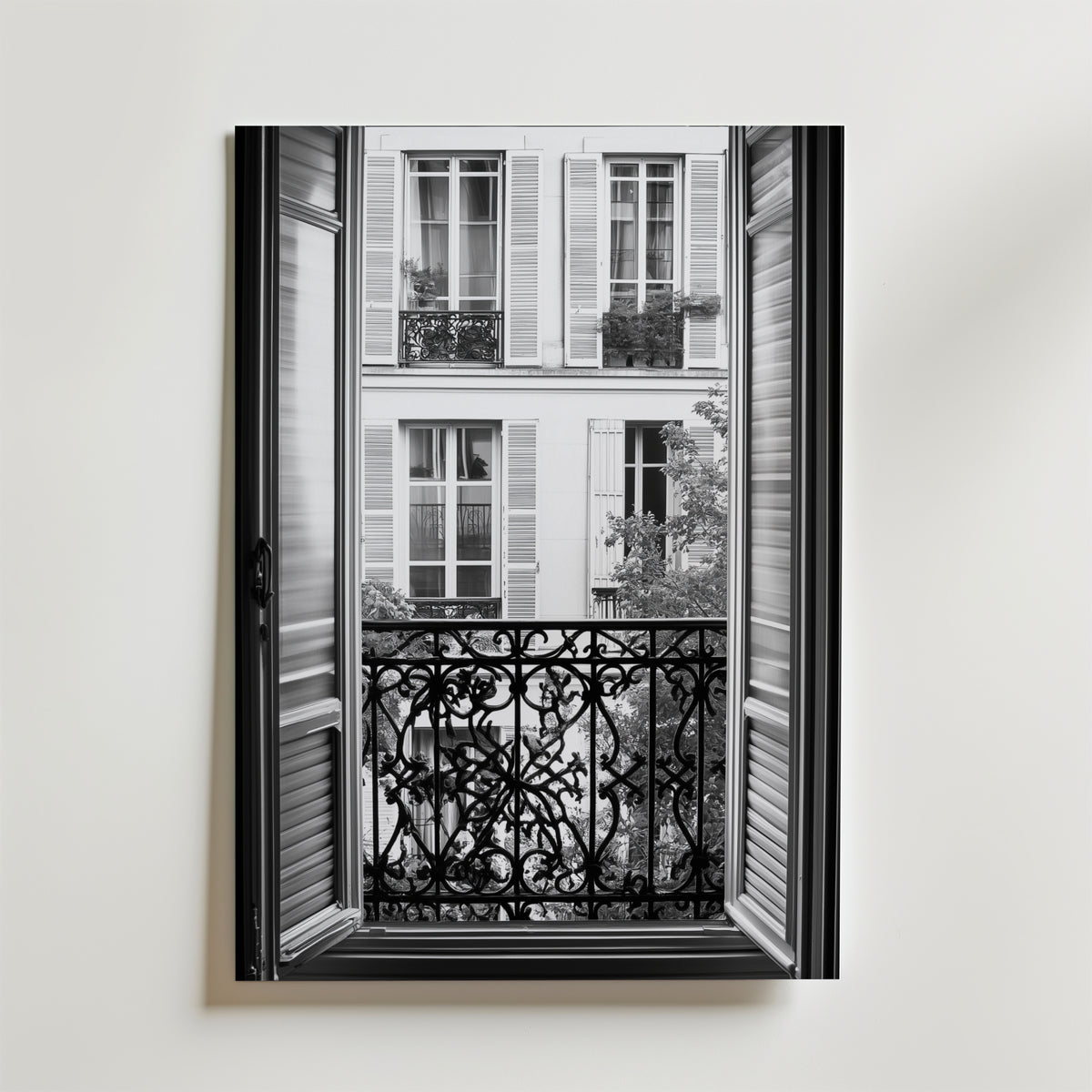 Vintage Paris Balcony – stilfullt konsttryck från Bozetto, tryckt på matt finpapper