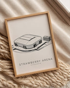 Strawberry Arena affisch i ljust minimalistiskt vardagsrum – köp enkelt hos Bozetto