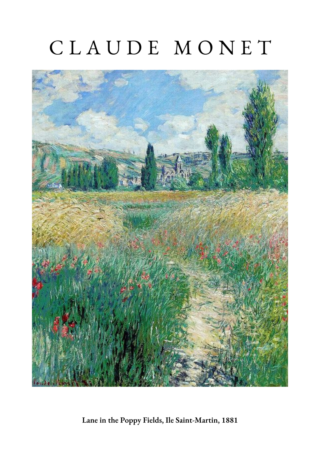 Claude Monet Lane In The Poppy – stilfullt konsttryck från Bozetto, tryckt på matt finpapper