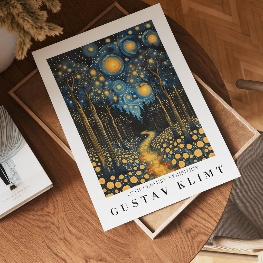 Gustav Klimt Starlit Forest – affisch med stilfullt motiv från Bozetto i hög kvalitet