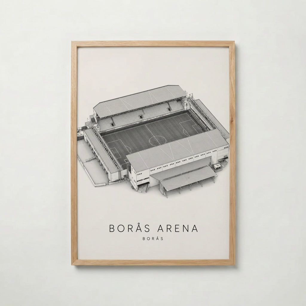 Borås Arena i ekram med ljust trä – köp enkelt hos Bozetto affisch i hög kvalitet