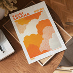 Väggmockup med Yayoi Kusama Warm Orange – köp enkelt hos Bozetto affisch i hög kvalitet