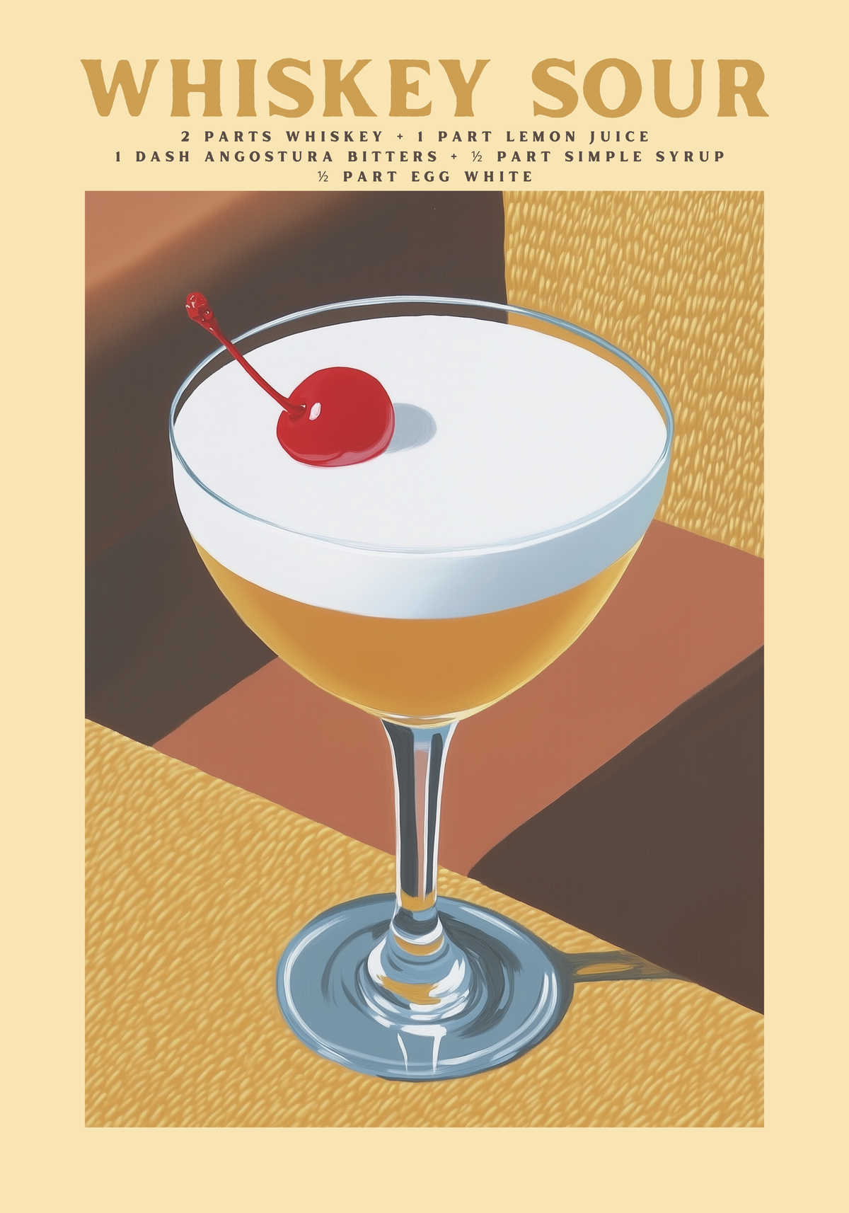 Whiskey Sour Cocktail – affisch med snyggt motiv, köp enkelt hos Bozetto i flera storlekar