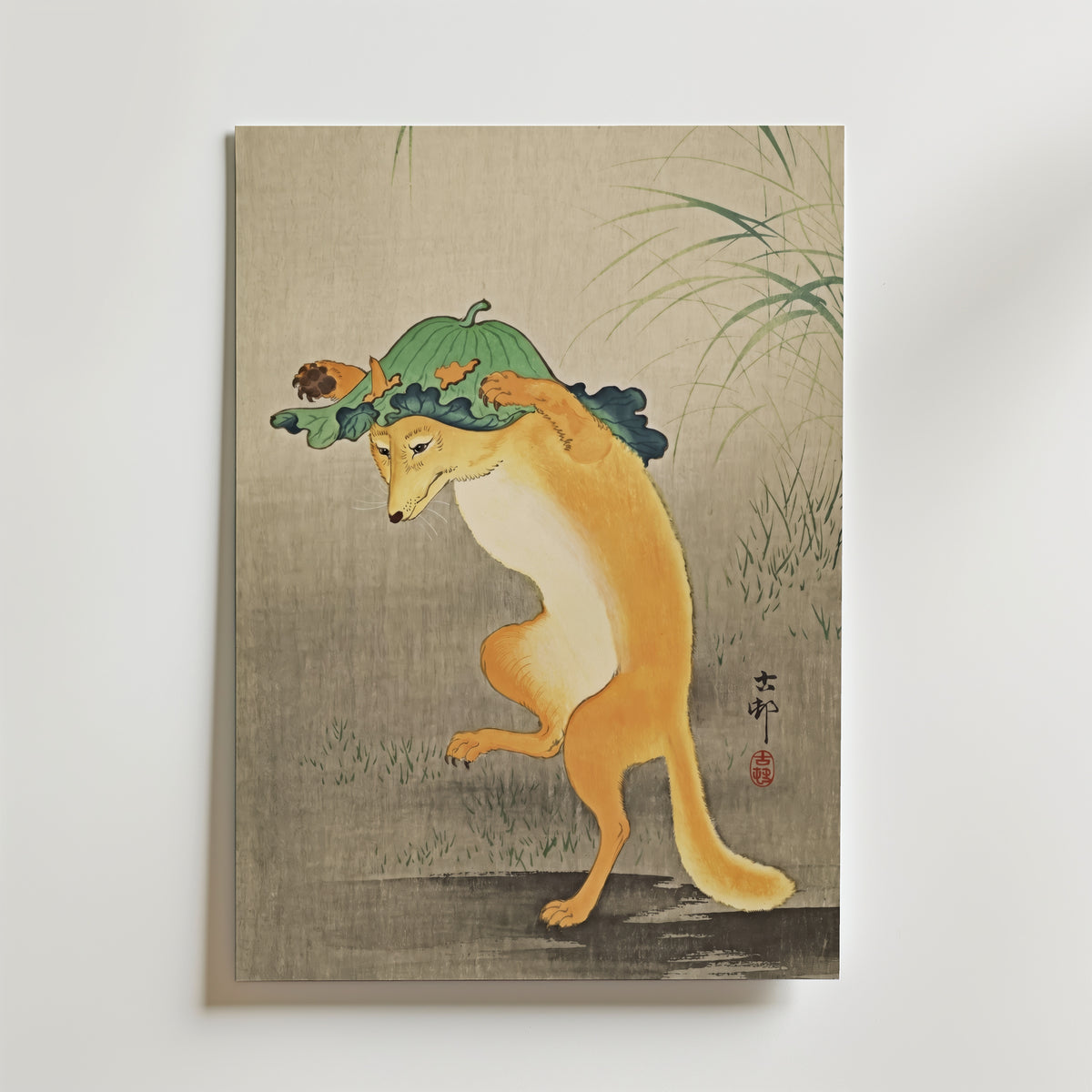 Dancing Fox Ohara Koson inramad affisch – konsttryck från Bozetto i hög kvalitet