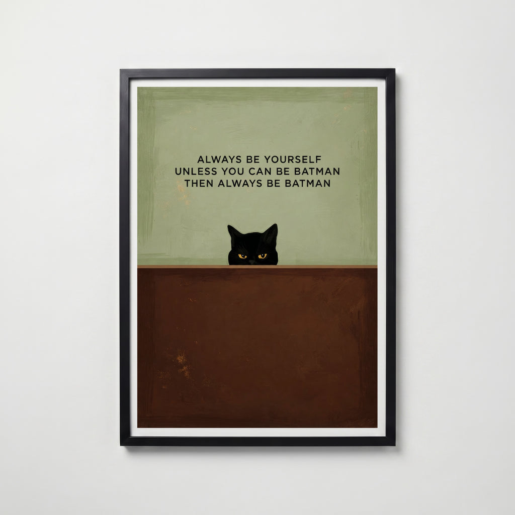 Funny Cat Quote i svart ram på vägg – köp enkelt hos Bozetto affisch i hög kvalitet