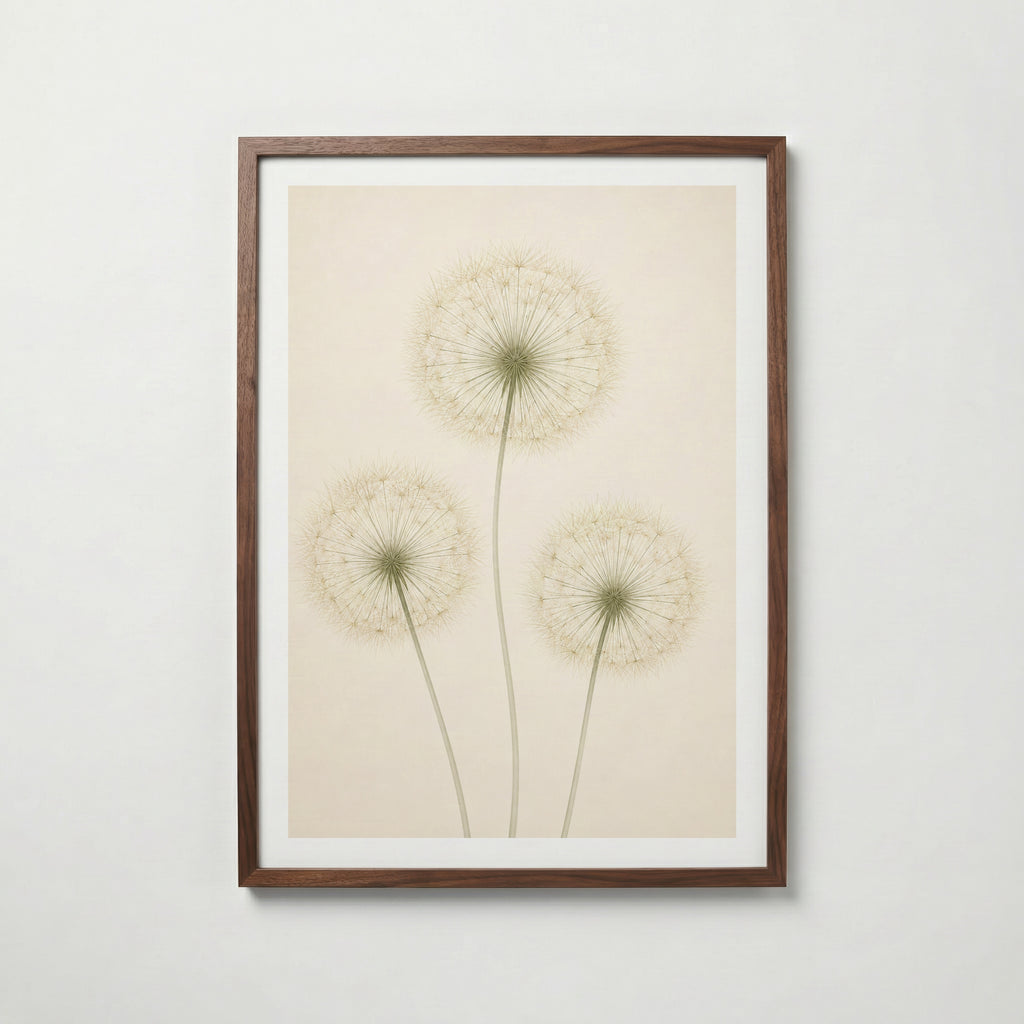 Quiet Dandelion Trio i valnötsram med mörkt trä – köp enkelt hos Bozetto i hög kvalitet