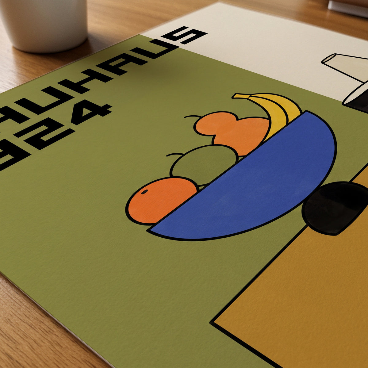Bauhaus Fruit Bowl Poster – närbild på papper