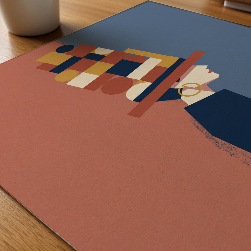 Bauhaus Hat Lady Poster – närbild på papper