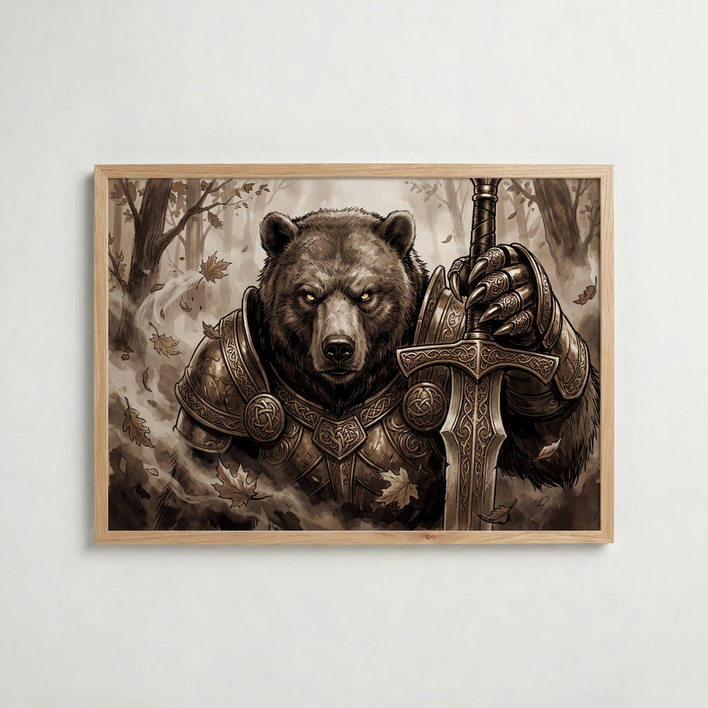 Bear Knight Poster i rumskomposition med ekram