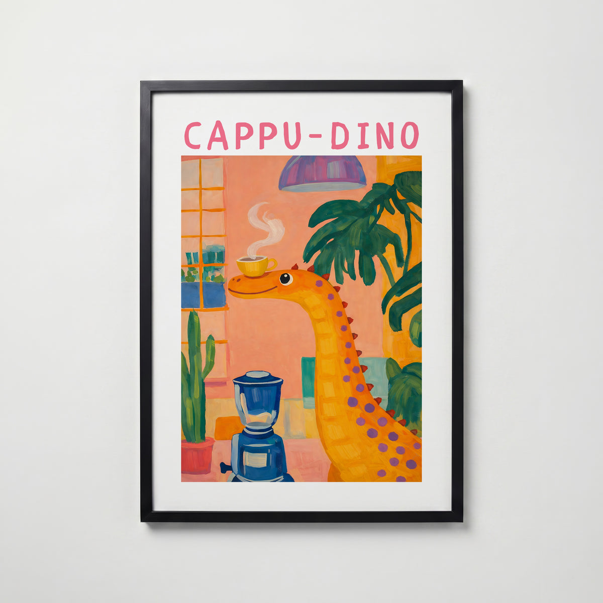 Cappu Dino – affisch med snyggt motiv, köp enkelt hos Bozetto i flera storlekar i hög tryckkvalitet