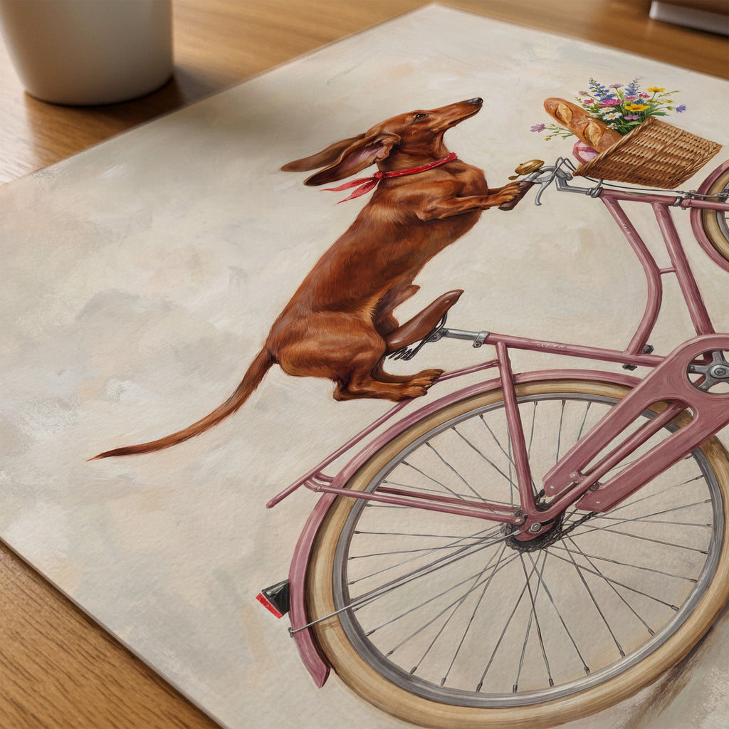 Dachshund on Tour Poster – närbild på papper