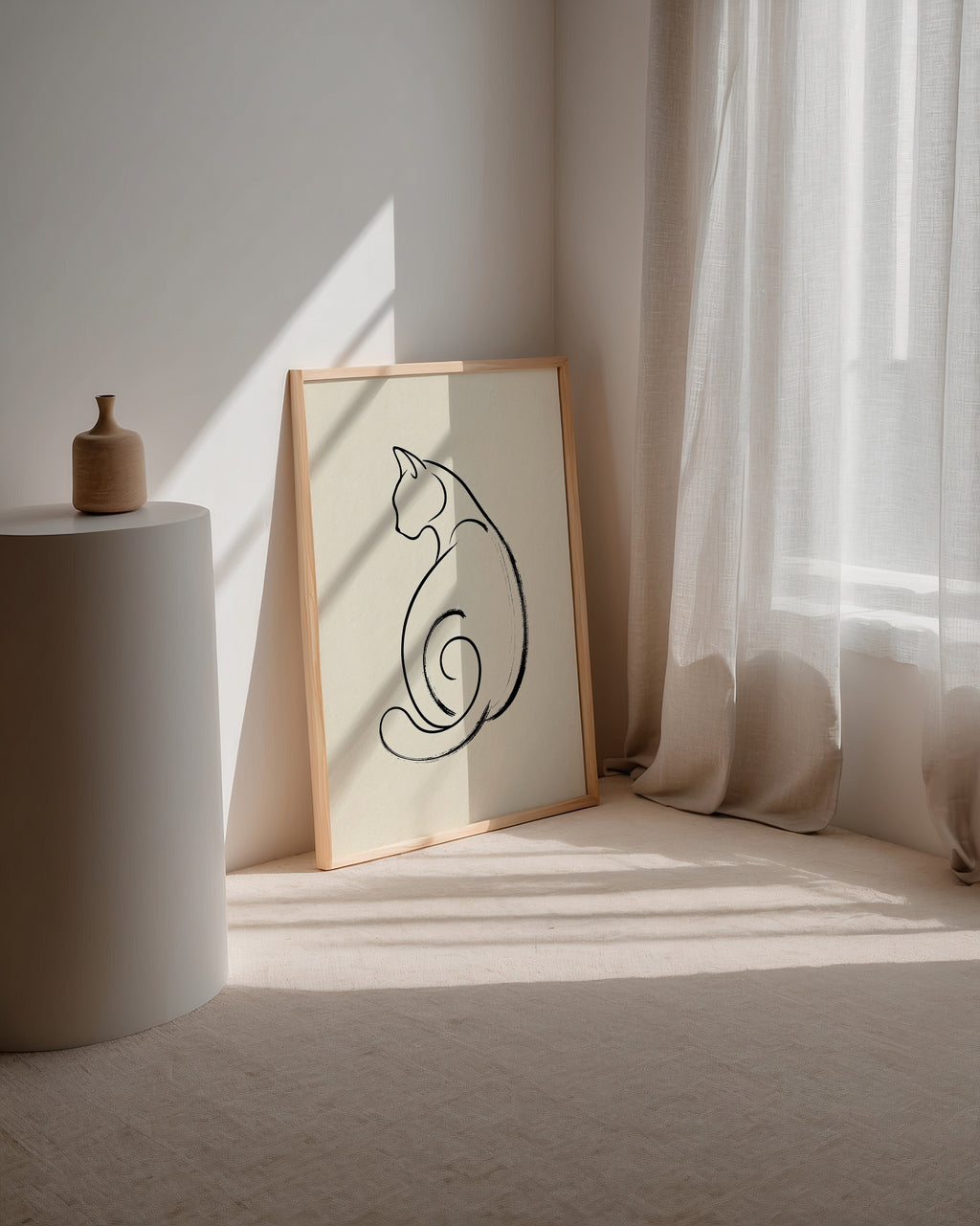 Feline Curl Poster med valnötsram