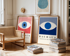 Väggmockup av Bauhaus Blue Eye affisch på ljus tegelvägg – Bozetto konsttryck i hög tryckkvalitet