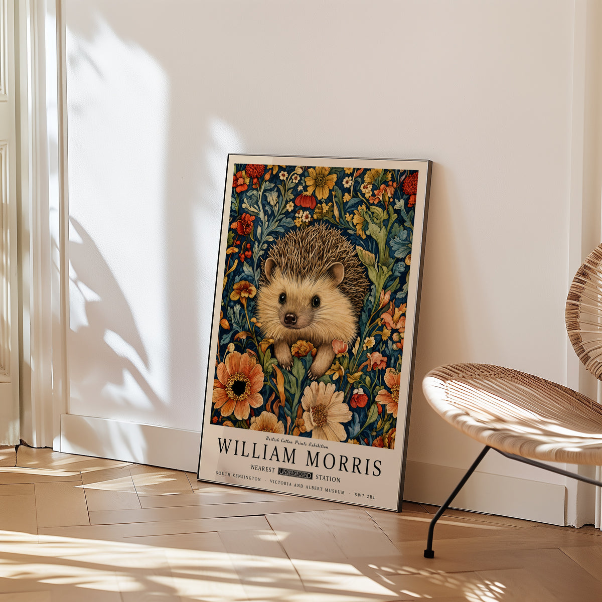 Hedgehog in Bloom Poster med svart ram