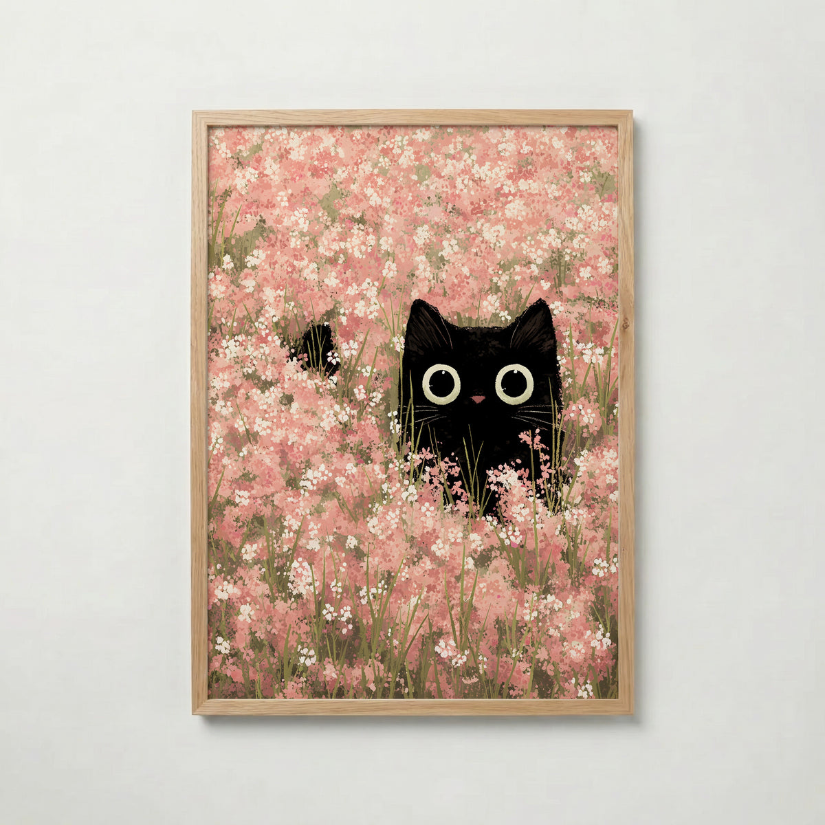 Hidden Blossom Cat poster visad rakt fram – Bozetto affisch i hög tryckkvalitet i hög tryckkvalitet